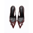 thumbnail image 3 of Burgundy Patent Leather Slingback High Heels for Women, Pointed Toe Double Metal Buckle Stiletto Pumps, Elegant Formal Dress Shoes for Wedding Party Work, 3 of 6