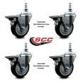 thumbnail image 2 of 4 Inch Black Polyurethane 10MM Threaded Stem Caster Set with Brake, 2 of 2