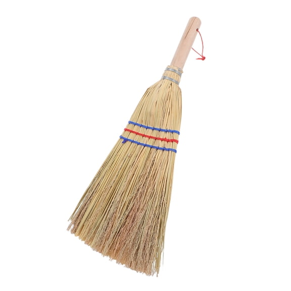 Luxshiny Natural Straw Whisk Broom with Wood Handle for Floor Cleaning Outdoor and Garage Use