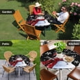 thumbnail image 4 of Black Plaid Christmas Round Tablecloth for 36-44 Inch Tables,Fitted Table Cover with Elastic Edge,Watercolor Snowman Snowflake Waterproof Outdoor Table Cloth Protector for Patio Garden Dinner Picnic, 4 of 9