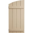 thumbnail image 2 of Ekena Millwork 22"W x 36"H (28 5/8" Low Side) Timberthane Sandblasted Four Board Joined Board-n-Batten w/Elliptical Top Faux Wood Shutters (Per Pair), Primed Tan, 2 of 6