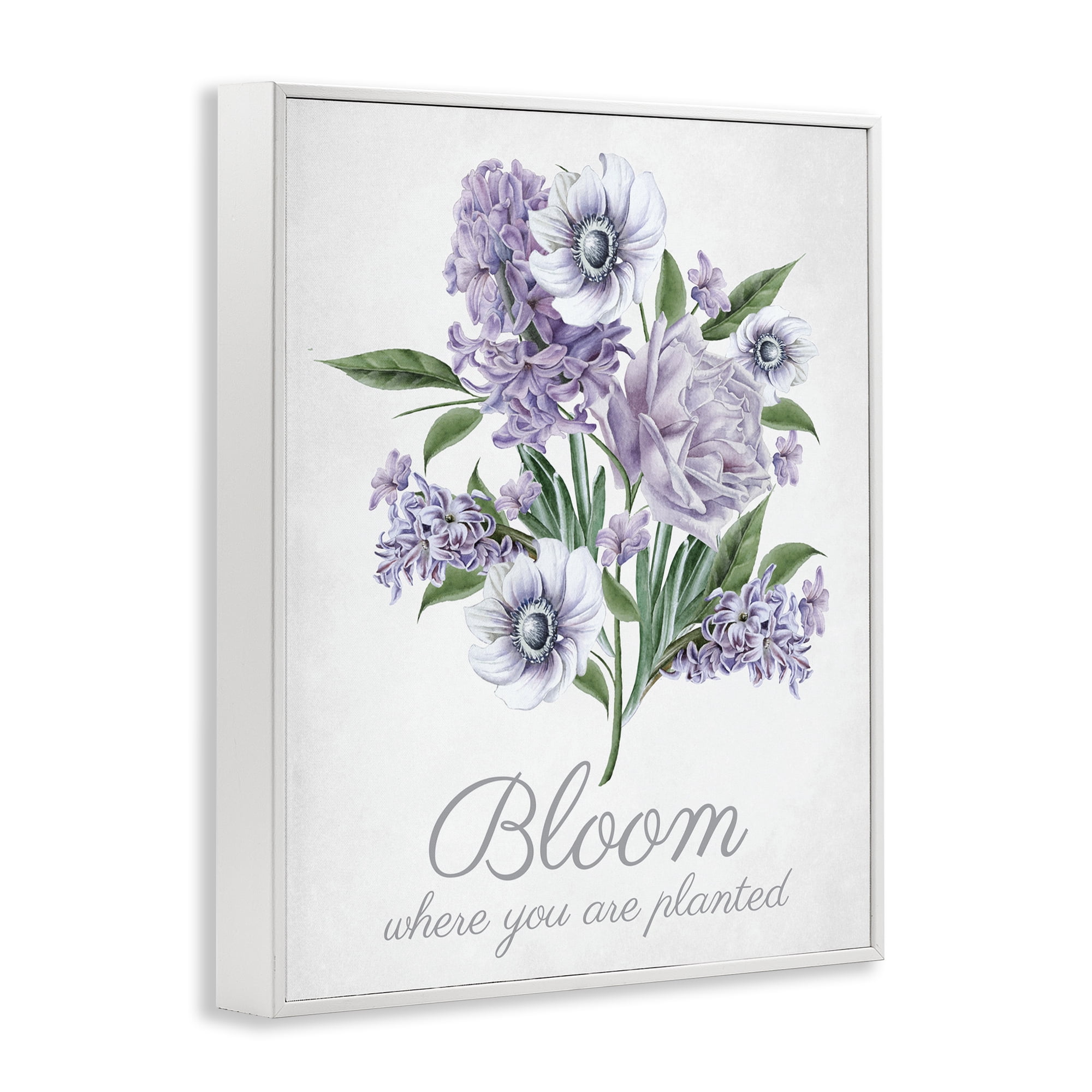 Stupell Industries Vintage Bloom Phrase Botanical & Floral Painting White Framed Art Print Wall Art, 11 x 14