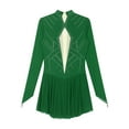 thumbnail image 6 of Yartina Women's Figure Ice Skating Dress Long Sleeve Shiny Rhinestones Sheer Mesh Ballet Dance Dark Green M, 6 of 7
