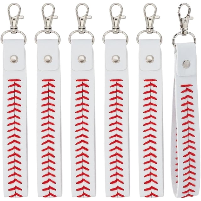 Llaveros de béisbol de cuero con costuras para bolso, recuerdo del equipo.