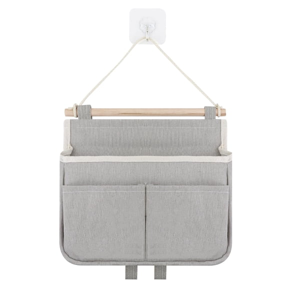 Wall-Mounted Storage Bags, Linen Organizer Bags, No-Drill Wall-Mounted Behind-the-Door Storage Bags, with 6 Storage Pockets and 1 Hook (Gray)