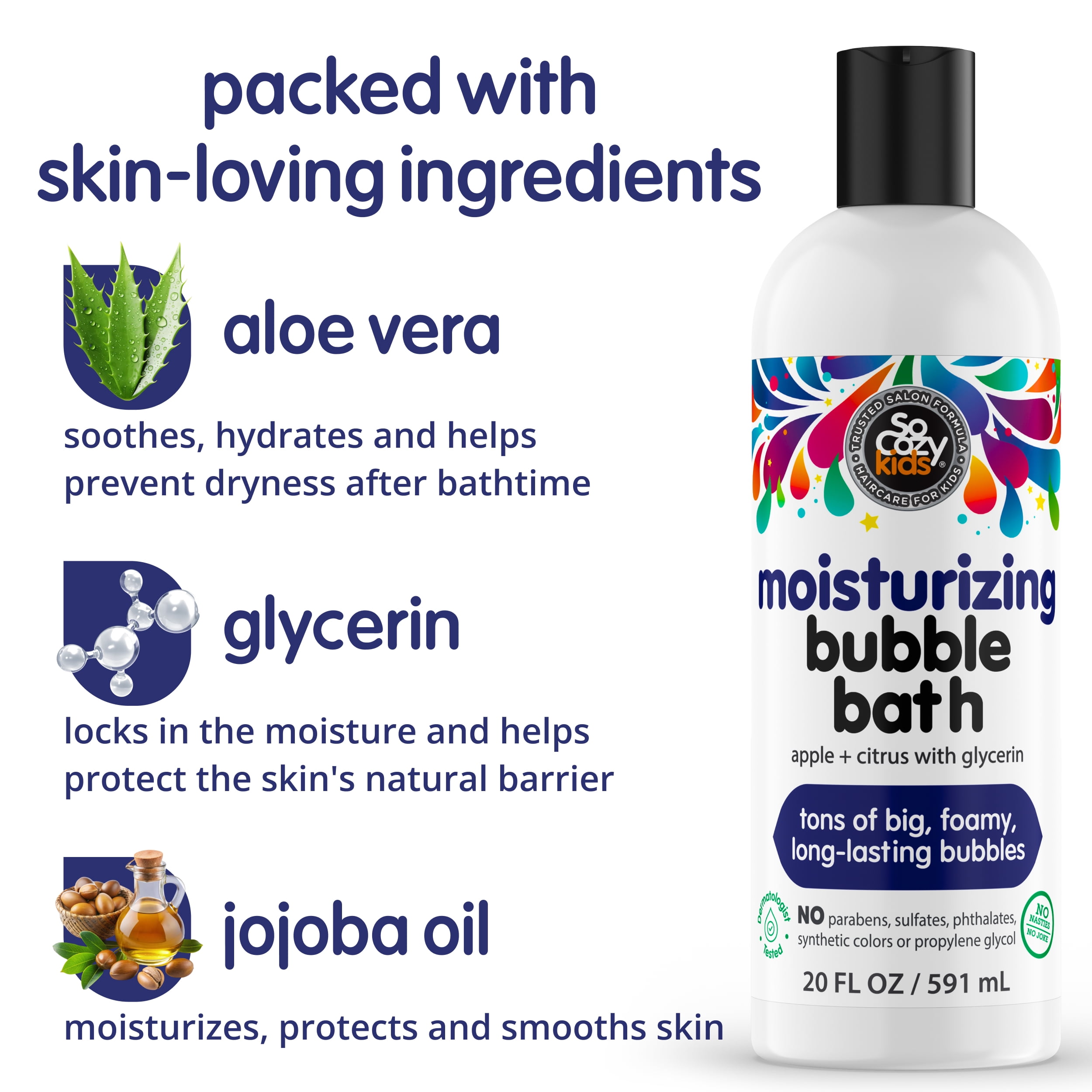 SoCozy Kids Apple & Citrus Moisturizing Bubble Bath & Body Wash, 20 fl oz