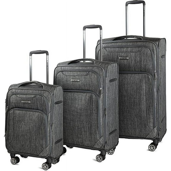 Cantor 20" Adult 3 Piece Softside Spinner Lightweight Luggage Set, Gray