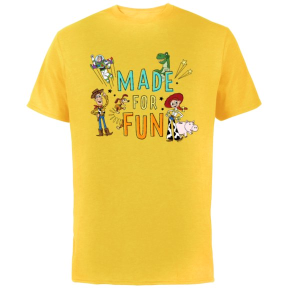 Disney PIXAR Toy Story Crew Made for Fun - Short Sleeve Cotton T-Shirt for Adults - Customized-Yellow