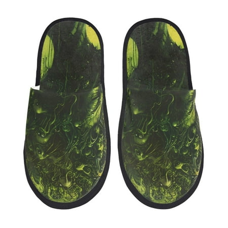 Balery Screaming Horror Art Slient Indoor Furry Fleece Comfort House Shoes Soft Non-Slip Home Shoes Cotton slippers House Slippers-- Medium