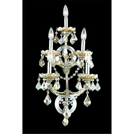 

Maria Theresa 5 light Golden Teak Wall Sconce Golden Teak (Smoky) Royal Cut Crystal