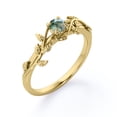 thumbnail image 4 of JeenMata Solitaire - 0.50 Carat Round Brilliant Cut Real Solid Moss Green Agate - Magic Forest Branch Engagement Ring - 18K Yellow Gold Plating over Silver, 4 of 7