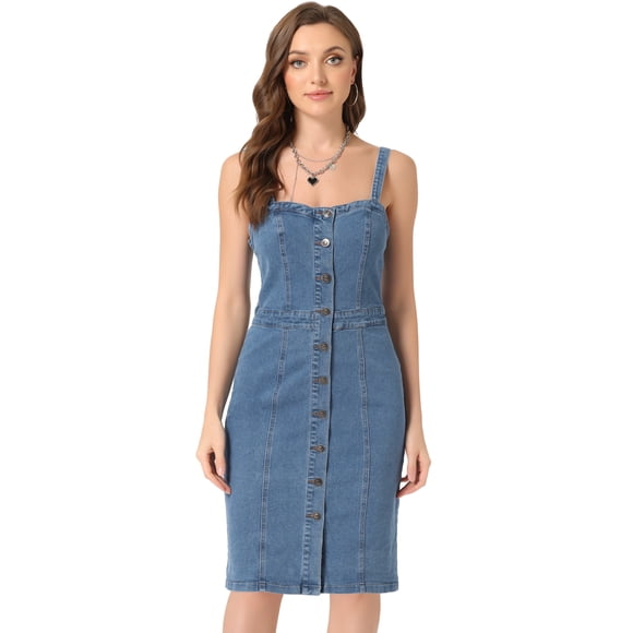 Vestido vaquero Allegra K Azul Claro L