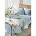 thumbnail image 5 of Queen Flat Sheet Only Summer White Gardenia Leaf Soft Microfiber Cooling Bedding Sheets Rustic Blossom Floral Plant Flat Bed Sheet, 5 of 9