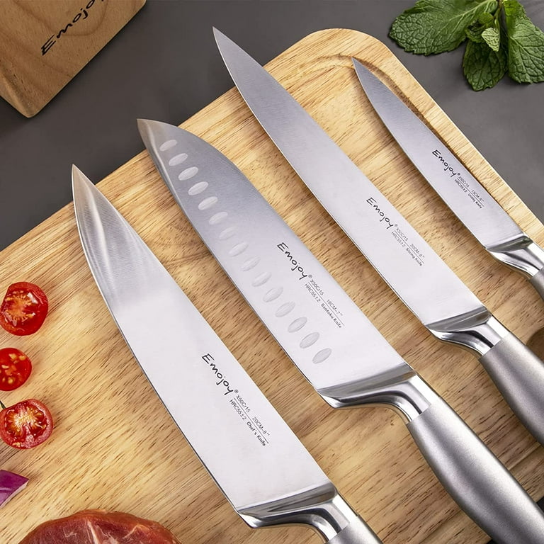  Knife Set, 15 Pcs Knife Sets for Kitchen with Block