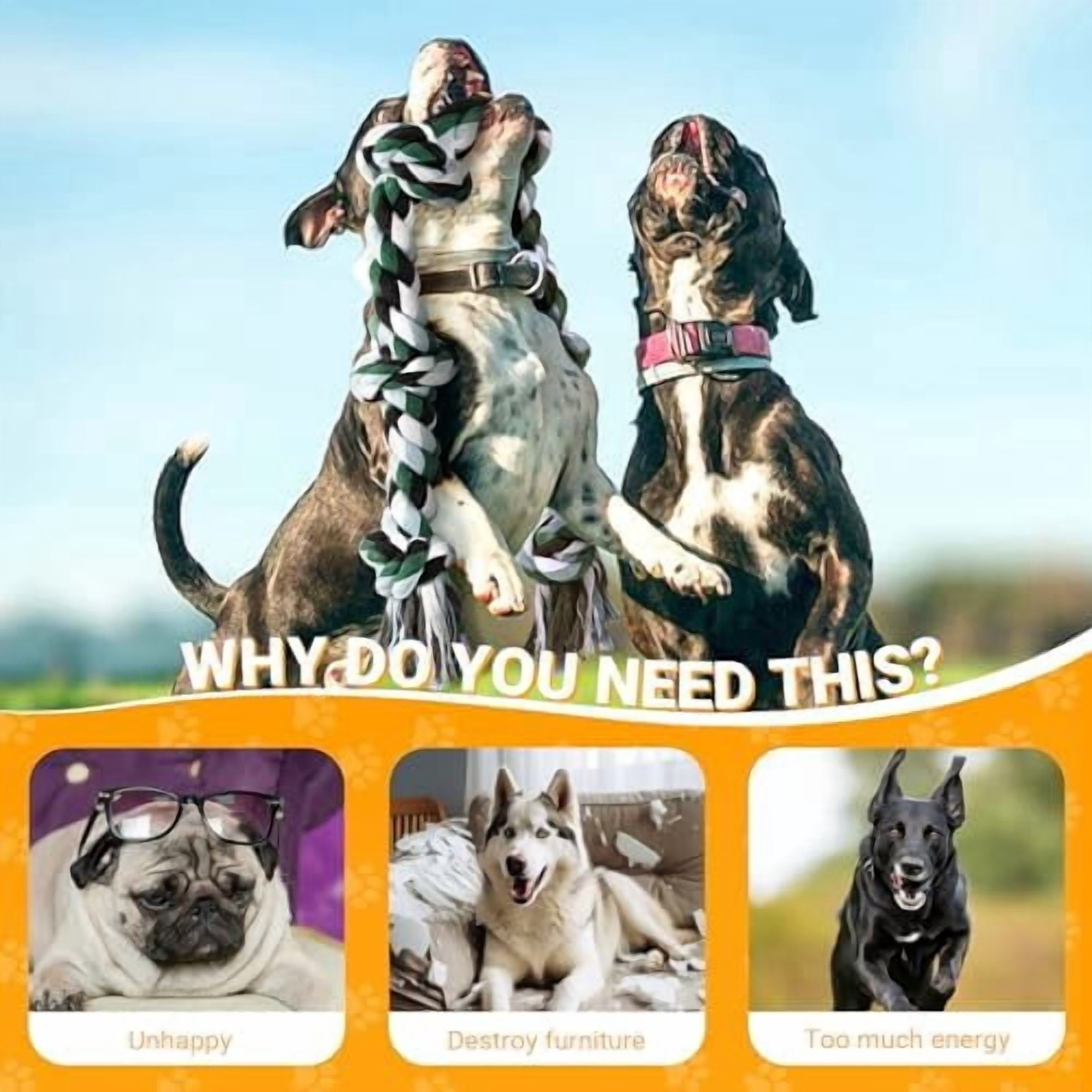 XXL 6-Knot Dog Rope Toy for Large Dogs Aggressive Chewers 40in Heavy Duty Dog Teething Chew Toy Puppy Almost Indestructible Cotton