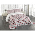 thumbnail image 3 of Ambesonne Ladybugs Quilted Bedspread Set 3 Pcs, Bug Tree Flower, King Size, Grey Dark Coral Black, 3 of 5