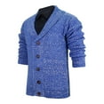 thumbnail image 5 of ZCFZJW Men's Cardigan Sweater Shawl Collar Classic Fit Long Sleeve Button Down Fall Winter Plush Thick Warm Cable Knit Sweaters Tops Navy XL, 5 of 7