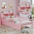 thumbnail image 6 of Harper & Bright Designs Wood Twin Size PlatformBed with 2 Storage Drawers, Twin Platform Bed with Guardrails on Both Sides for Boys Girls, Pink, 6 of 17