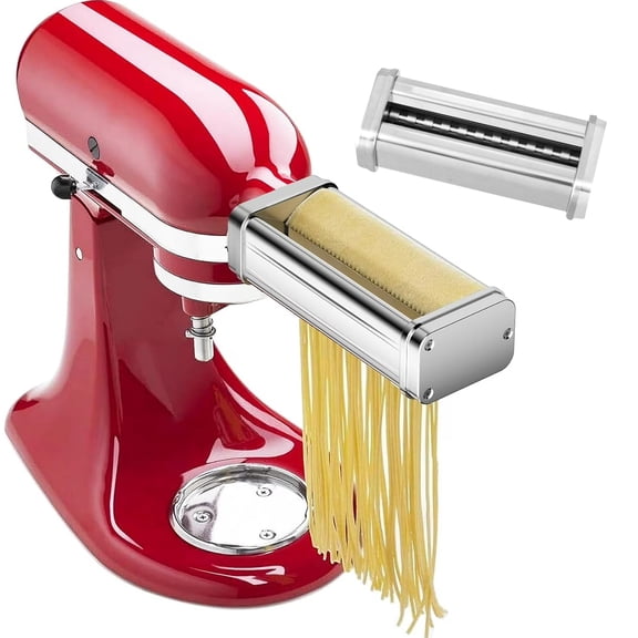 Pasta Maker Attachment for KitchenAid Stand Mixer, Spaghetti Cutter Included, Thin Noodle Press, Fits All Models