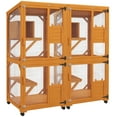 thumbnail image 2 of PawHut 2PCs Wooden Catio with Waterproof Roof, Resting Box, Wheels, Orange, 2 of 8