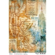 Ciao Bella Rice Paper Sheet A4 5/Pkg-Subway, Blue Note