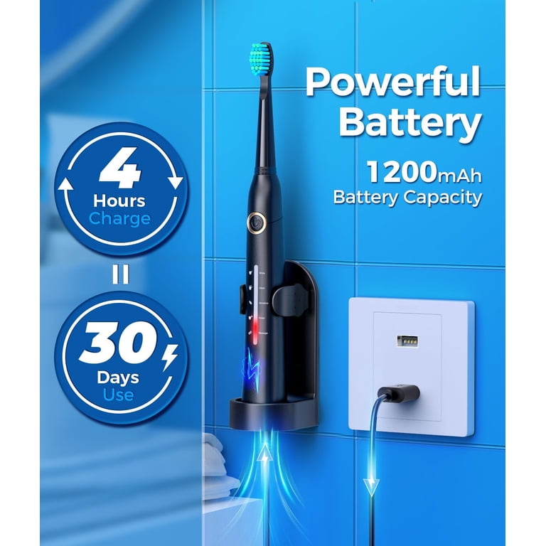 Homitt Sonic Electric Toothbrush, 8 Brush Heads, 40000 VPM