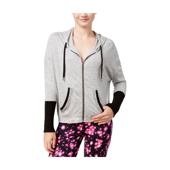 Material Girl Womens Active Embellished Hoodie Sweatshirt, Grey, Juniors, Small