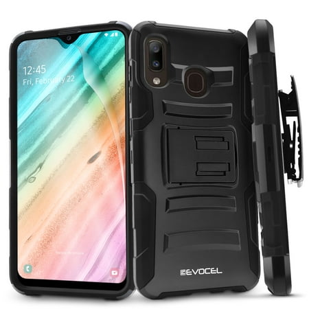 Galaxy A20 Case, Evocel [Belt Clip Holster] [Kickstand] [HD Screen Protector] [Dual Layer] Generation Series Phone Case for Samsung Galaxy A20, Black