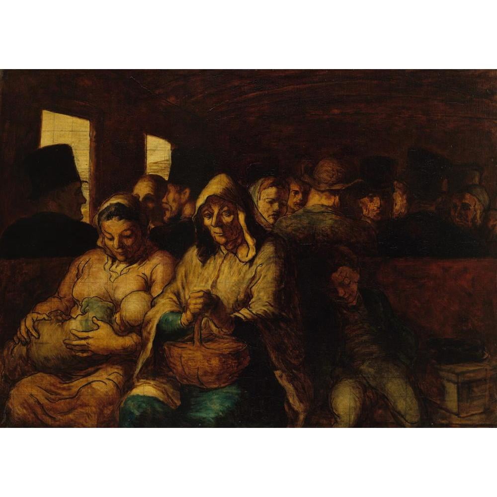 Honoré Daumier 14x11 Black Modern Framed Museum Art Print Titled - The Third-Class Carriage