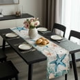 thumbnail image 2 of Teal Coastal Starfish Table Runner 48 Inches Long, Vintage Summer Beach Nautical Coral Kitchen Coffee Dining Table Decoration for Home Party Birthday Wedding Home Decor 13x48 Inches, 2 of 8