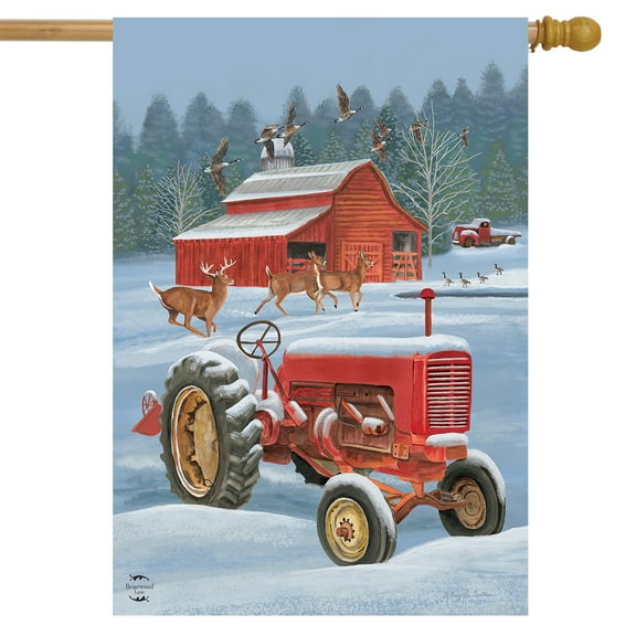 Briarwood Lane Winter On The Farm House Flag