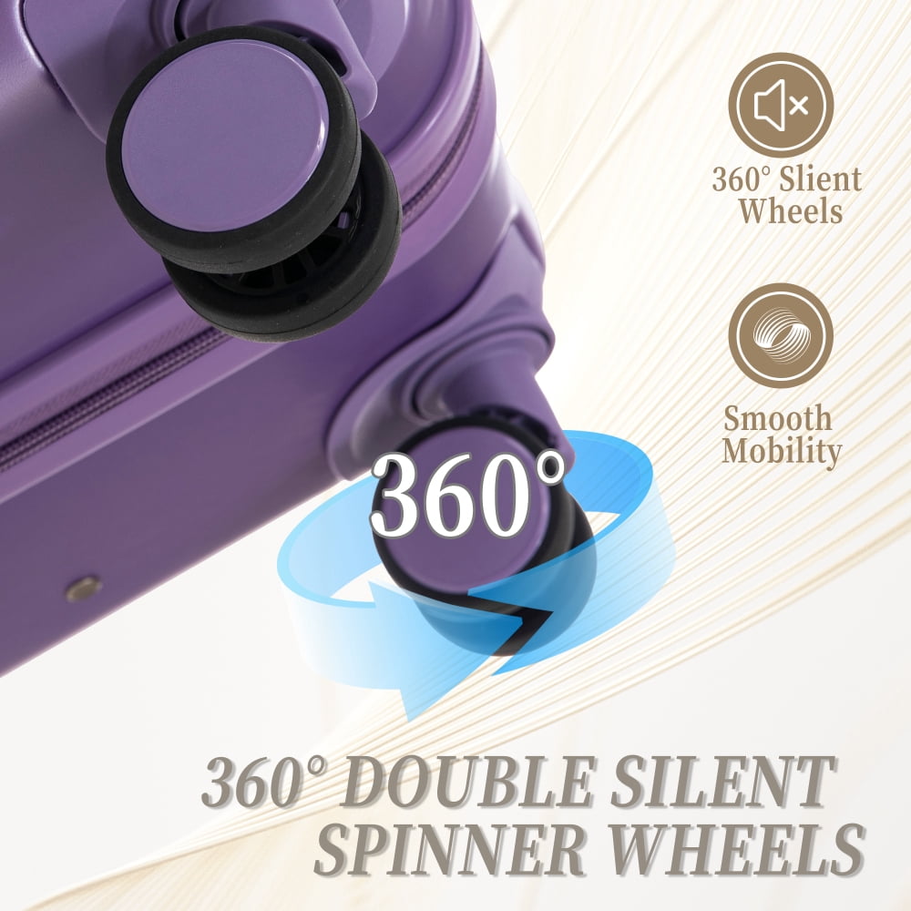 HomePerch 3-Piece ABS Spinner Luggage Set, 20"/24"/28" Lightweight Hard Shell Suitcases, Airline Approved Carry-On, 360° Spinner Wheels, Waterproof Travel Set
