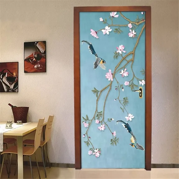 D Door Stickers Abstract Line Wall Art Mural Wallpaper Self Adhesive Whole Wrap Cover for Kitchen B