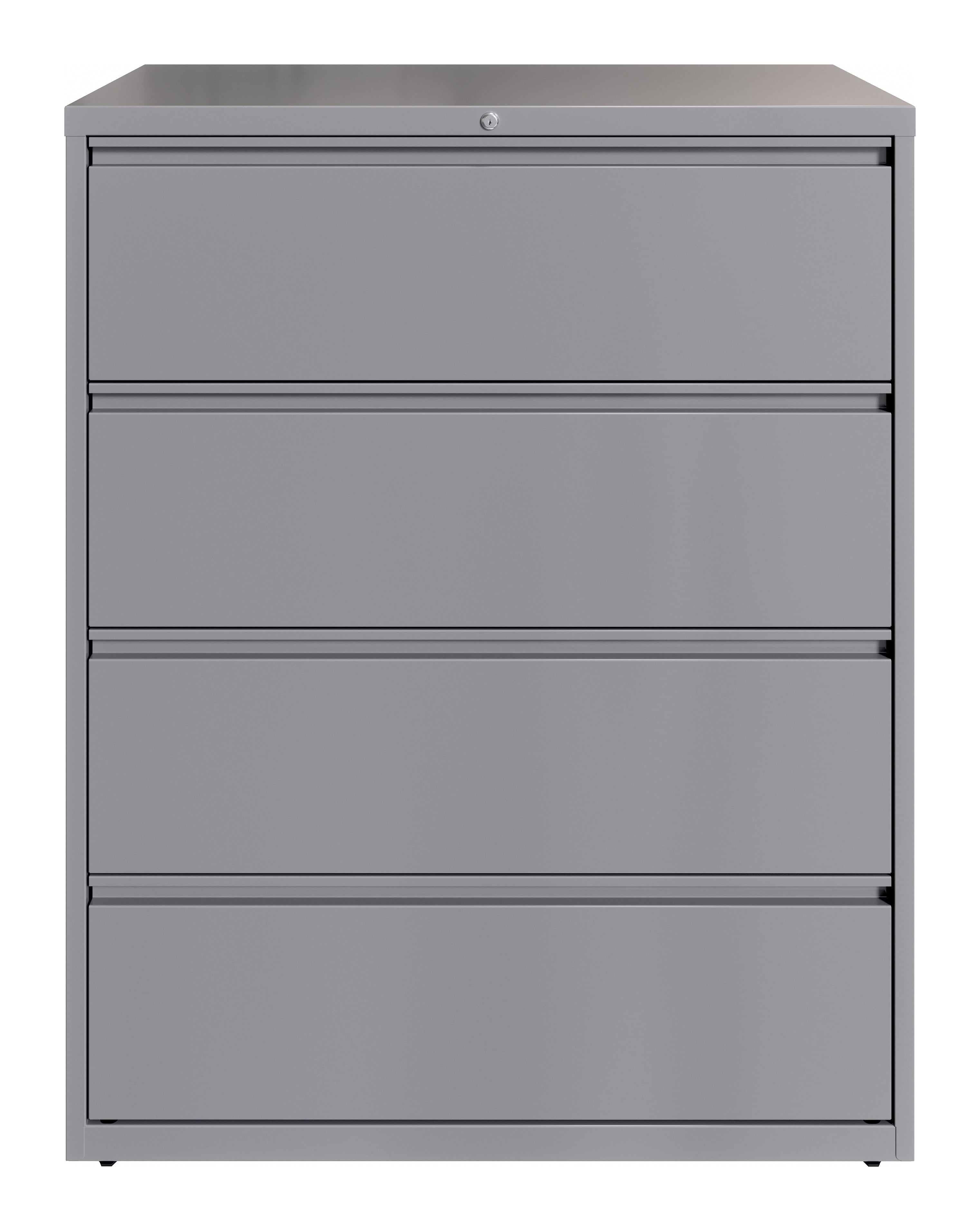 Hirsh 42 inch Wide 4 Drawer Metal Lateral File Cabinet for Home and Office, Holds Letter, Legal and A4 Hanging Folders, Silver