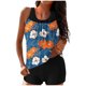 thumbnail image 2 of Trajes de baño Amzcrzy Tankini para mujer, trajes de baño, trajes de baño de dos piezas, bikini para mujer con estampado conservador y espalda con tiras, traje de baño azul claro, L, 2 of 6