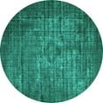thumbnail image 1 of Ahgly Company Machine Washable Indoor Round Oriental Turquoise Blue Industrial Area Rugs, 6' Round, 1 of 4
