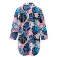 thumbnail image 5 of Xoenoiee Tropical Monstera Palm Leaves Print Swimsuit Coverup for Women Casual V Neck Bathing Suit Cover Ups Button Down Beach Bikini Swimwear Cover up Dress Shirt, 3XL, 5 of 7