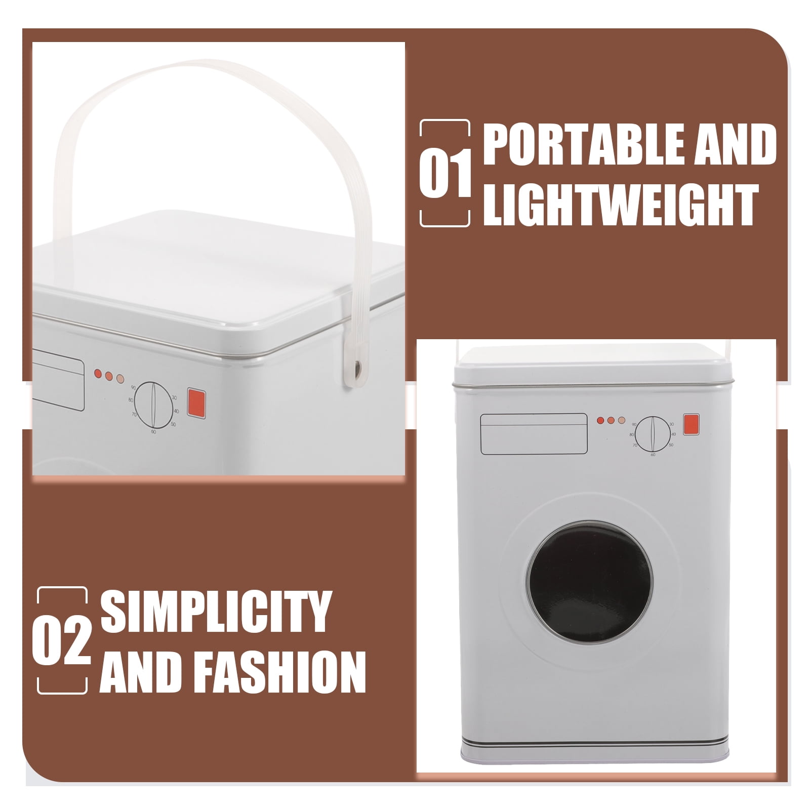 Large Capacity Laundry Detergent Powder Container, Washing Machine Shaped Metal Storage Box for and Cleaning Supplies