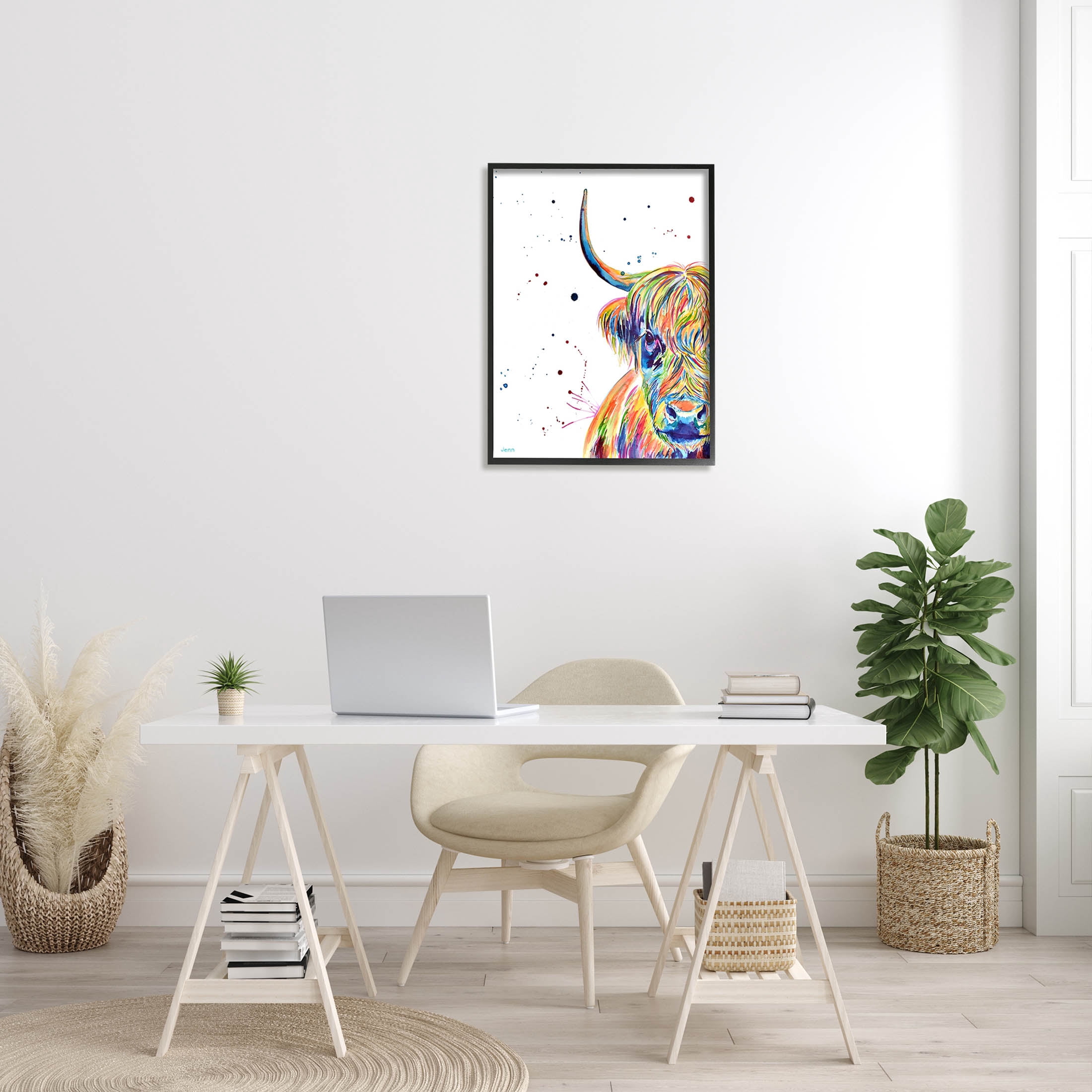 Vivid Cattle Face Farm Animal Animals & Insects Graphic Art Black Framed Art Print Wall Art