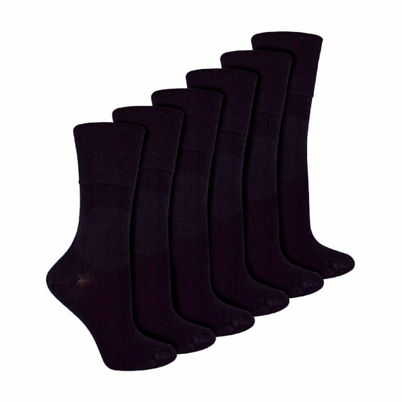 IOMI - 6 Pack Ladies Diabetic Bamboo Socks | Extra Wide Seamless Loose Non Elastic Socks for Women