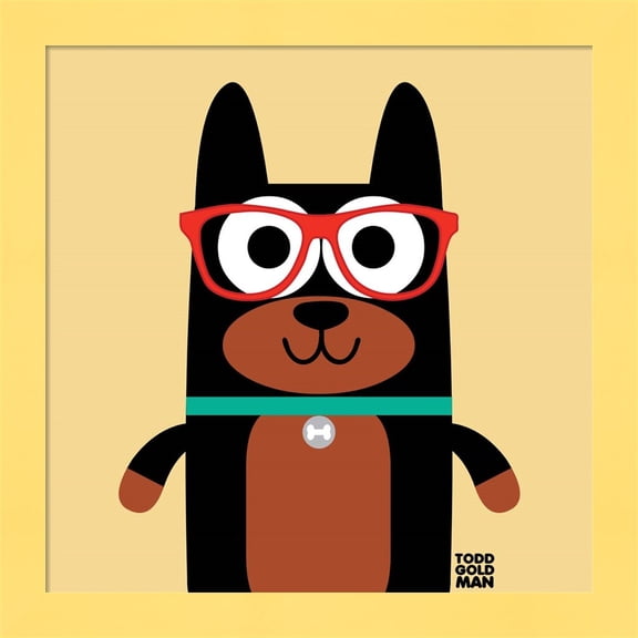 Great Art Now Bow Wow Doberman by Todd Art, Framed Wall Art, 14W x 14H
