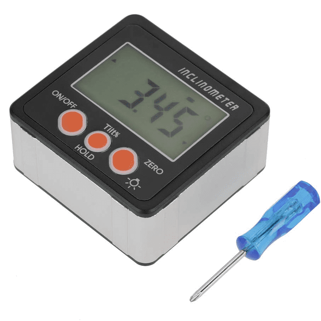 Digital Angle Gauge, Digital Inclinometer with Magnetic Base & LCD Display Screen, Accurate & Fast 4 x 90° Function (Black) for Angle Measurement, Inclination Detection, Mechanical Calibration