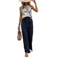 thumbnail image 1 of Conjuntos de Verano de 2 Piezas para Mujer: Top Corto Sin Mangas, Pantalones Anchos y Sueltos, Conjuntos A Juego para Vacaciones. Marina S, 1 of 9
