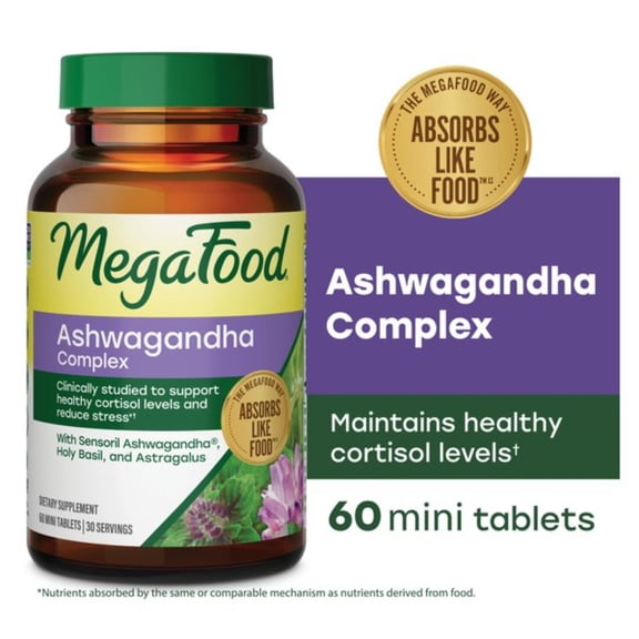 MegaFood Ashwagandha Complex - Cortisol Supplements for Women & Men - Vegetarian - 30 Servings