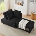 thumbnail image 2 of Aukfa 70" Convertible Chaise Futon Pull Out Sofa Chair Bed, Adjustable Backrest, 2 Pillows, Linen, Black, 2 of 9
