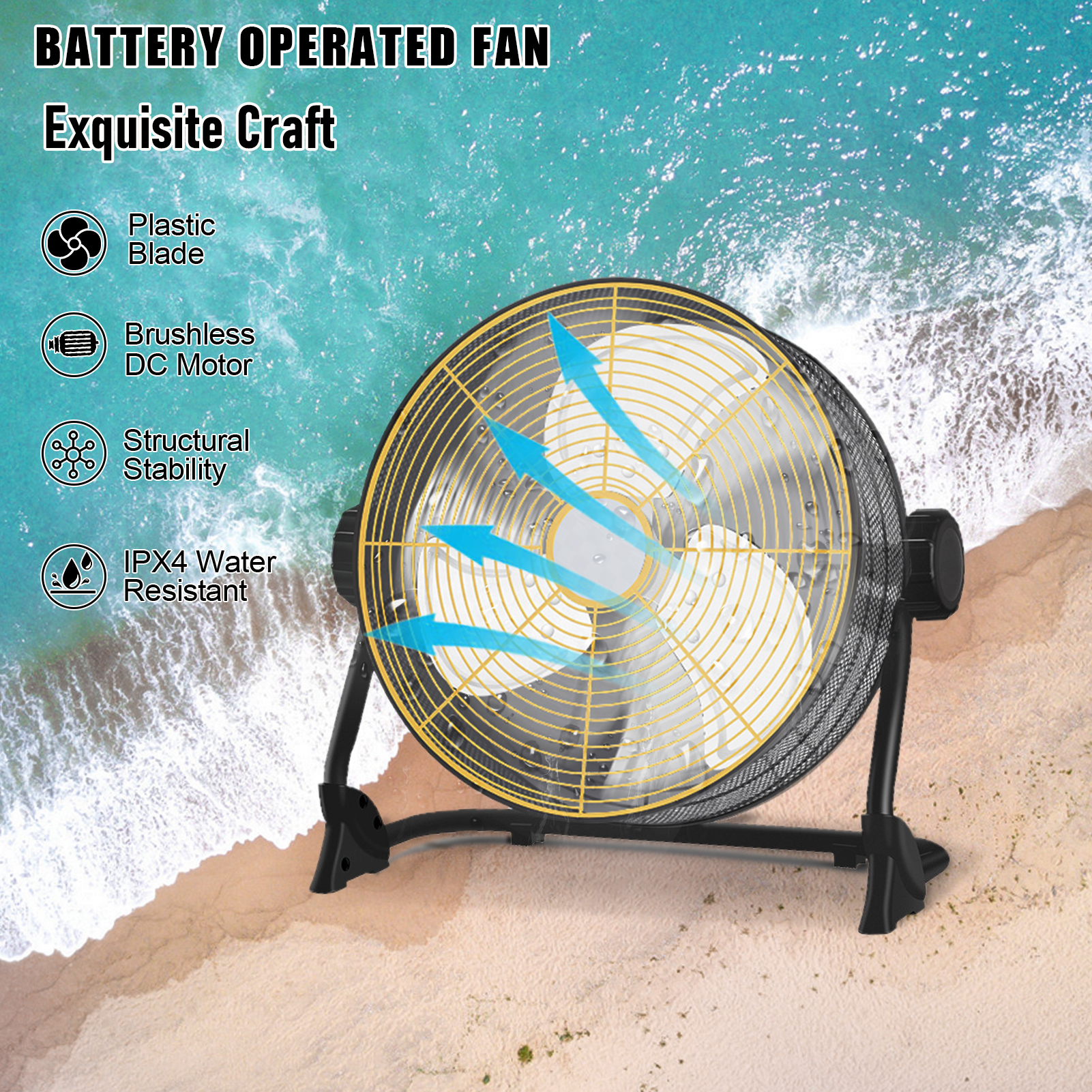 HomeLife Rechargeable Floor Fan, Multi Functional USB Charging Fan, as Emergency Power Bank Battery Fan 12 Inch Cordless Outdoor Portable Fan 32h Running Time 12 Speed Fan