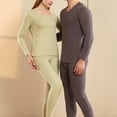 thumbnail image 4 of 2 Pcs/Set Winter Men Thermal Underwear Set Round Neck Long Sleeve Warm Thick High Elasticity Slim Fit Open Crotch Men Pajamas Set Sports Tracksuit Top Pants Set, 4 of 8