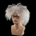 thumbnail image 2 of Peluca para cosplay, blanca y plateada, esponjosa, punk Scientist, para hombres y niños, 2 of 3