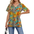 thumbnail image 2 of Fantaslook V Neck T Shirts for Women Floral Summer Tops Short Sleeve Shirts Casual Tunic Tops, 2 of 8