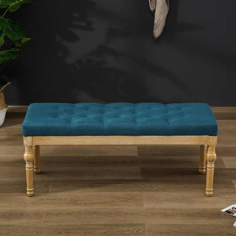 Roundhill Furniture Habit Upholstered & Tufted Bench, Blue - Walmart.com